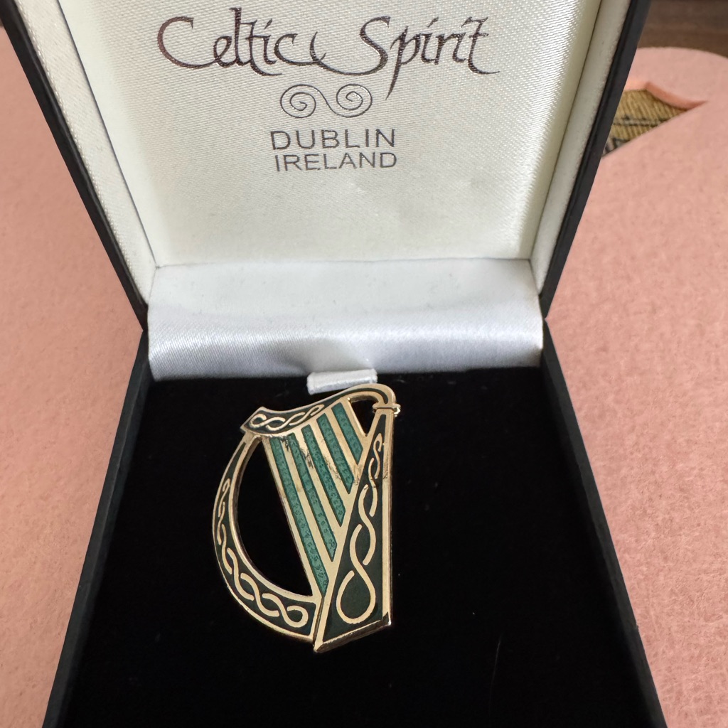 Celtic Spirit Harp Brooch. New